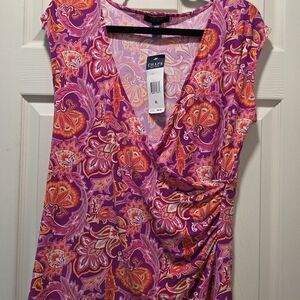 Chaps Women's Pink and Orange Floral Top